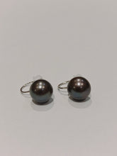 Load image into Gallery viewer, Black Freshwater Pearl Earrings 11-12mm in Sterling Silver