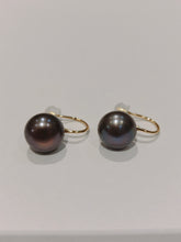 Load image into Gallery viewer, Black Freshwater Pearl Earrings 11-12mm in Sterling Silver