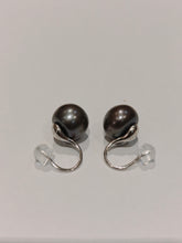 Load image into Gallery viewer, Black Freshwater Pearl Earrings 11-12mm in Sterling Silver