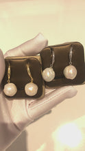 Load and play video in Gallery viewer, 11-12MM Round Baroque Pearl Earrings
