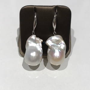 Sterling Silver Massive Baroque Freshwater Pearl Earrings