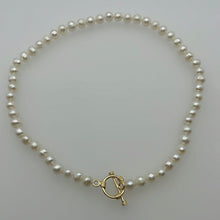 Load image into Gallery viewer, 7 MM Pearl Necklace Golden