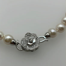 Load image into Gallery viewer, 9-10MM Round Pearl Necklaces With Rose Clasps
