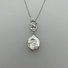 Load image into Gallery viewer, Coin and Freshwater Pearl Necklace Silver