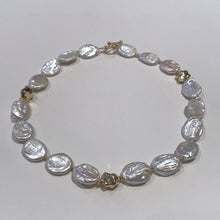 Load image into Gallery viewer, Golden Stoned Baroque Freshwater Pearl Necklace
