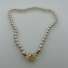 Load image into Gallery viewer, 9-10MM Round Pearl Necklaces With Rose Clasps