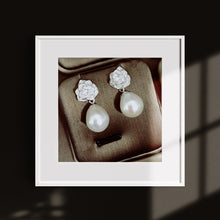 Load image into Gallery viewer, Sterling Silver Rose Finest Freshwater Pearl Earrings
