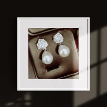 Load image into Gallery viewer, Sterling Silver Rose Finest Freshwater Pearl Earrings