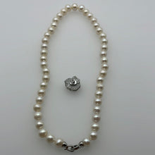 Load image into Gallery viewer, 9-10MM Round Pearl Necklaces With Rose Clasps