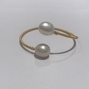 14K Gold Wire Baroque Freshwater Pearl Bangle