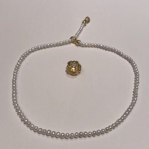 4 MM Baby Pearl Necklaces With Golden Camellia Clasps