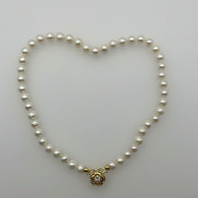 Load image into Gallery viewer, 9-10MM Round Pearl Necklaces With Camellia Clasps