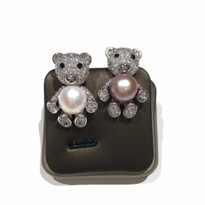 Bear Brooches with Freshwater Pearls