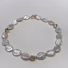 Load image into Gallery viewer, Golden Stoned Baroque Freshwater Pearl Necklace