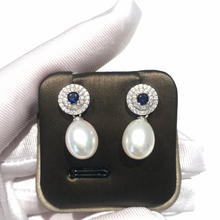 Load image into Gallery viewer, Sterling Silver Something Blue Finest Freshwater Pearl Earrings
