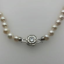 Load image into Gallery viewer, 9-10MM Round Pearl Necklaces With Camellia Clasps