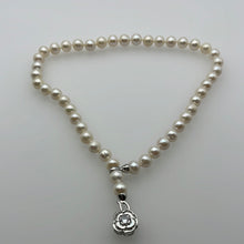 Load image into Gallery viewer, 9-10MM Round Pearl Necklaces With Camellia Clasps