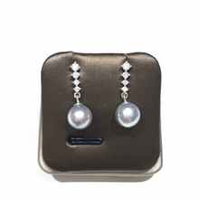 Load image into Gallery viewer, Elegant Earrings with Akoya Sea Pearl Grey