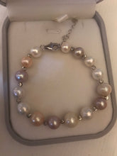 Load image into Gallery viewer, Multicolour 9-10MM Round Freshwater Pearl Bracelet
