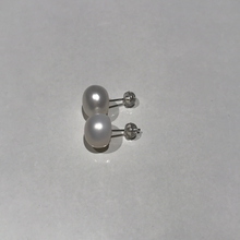 Load image into Gallery viewer, 11-12MM Sterling Silver White Pearl Studs