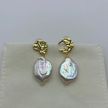 Load image into Gallery viewer, Moon and Baroque Pearl Earrings