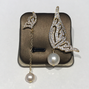 14K Gold Filled Butterfly Premium Pearl Earrings