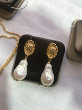 Load image into Gallery viewer, Coin and Baroque Freshwater Pearl Earrings
