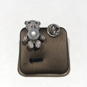 Bear Brooches with Akoya Sea Pearls