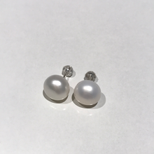 Load image into Gallery viewer, 11-12MM Sterling Silver White Pearl Studs