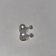Load image into Gallery viewer, 11-12MM Sterling Silver White Pearl Studs