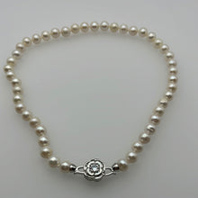 Load image into Gallery viewer, 9-10MM Round Pearl Necklaces With Camellia Clasps