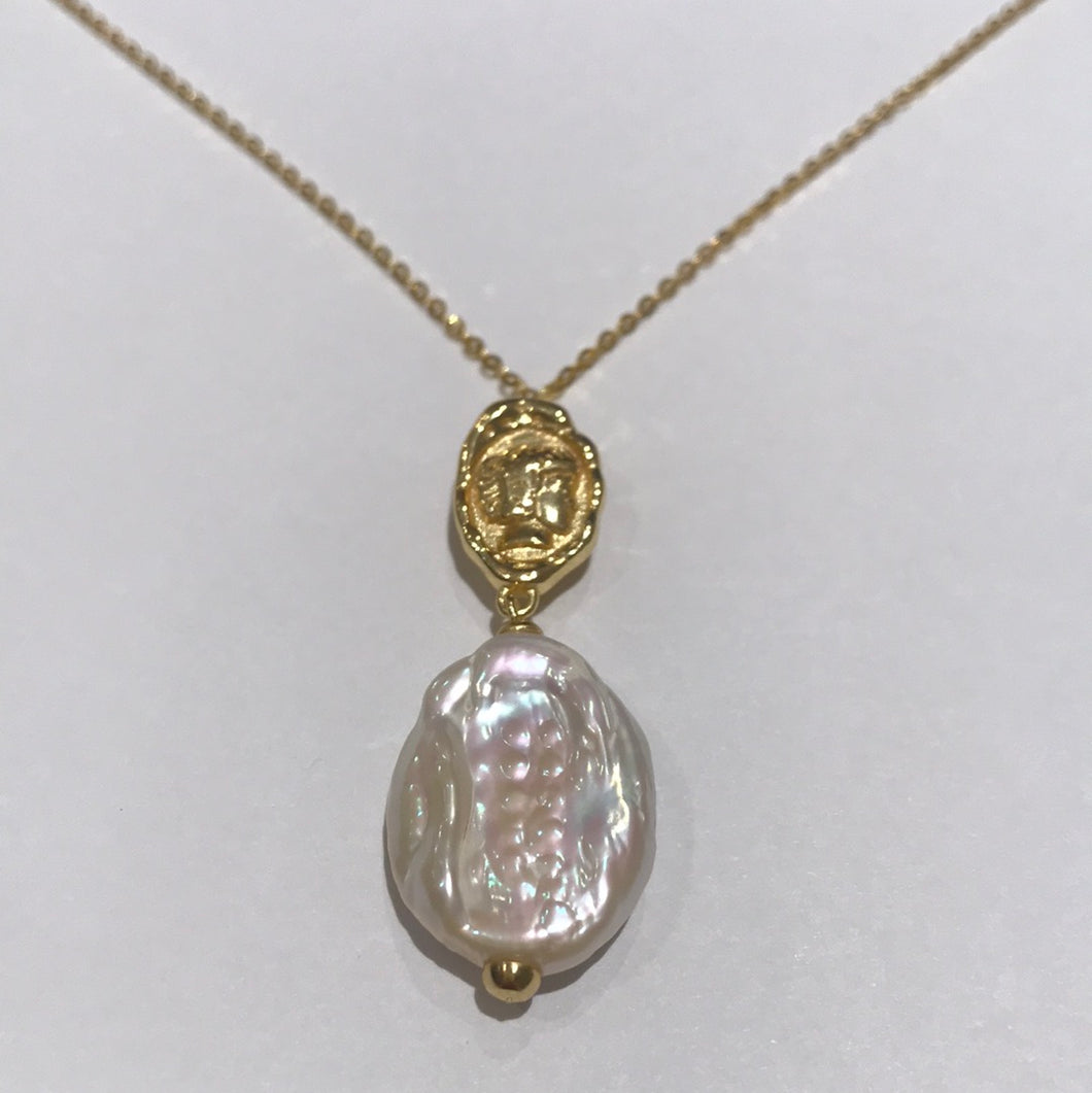 Coin and Freshwater Baroque Pearl Necklaces