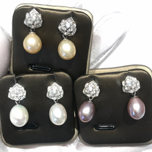 Load image into Gallery viewer, Sterling Silver Rose Finest Freshwater Pearl Earrings