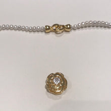 Load image into Gallery viewer, 4-5MM Round Pearl Necklaces With Golden Camellia Clasps