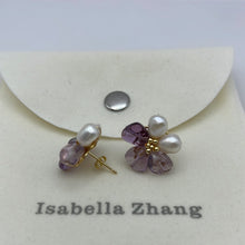 Load image into Gallery viewer, Flower Studs With Purple Amethyst
