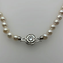 Load image into Gallery viewer, 9-10MM Round Pearl Necklaces With Camellia Clasps