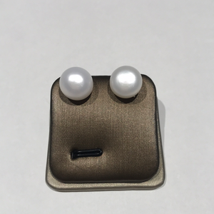 11-12MM Sterling Silver White Pearl Studs