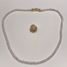 Load image into Gallery viewer, 4-5MM Round Pearl Necklaces With Golden Camellia Clasps