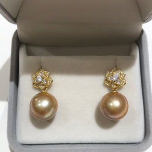 Golden Freshwater Pearls Earrings 04