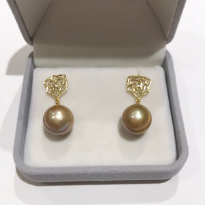 Golden Freshwater Pearls Earrings 03
