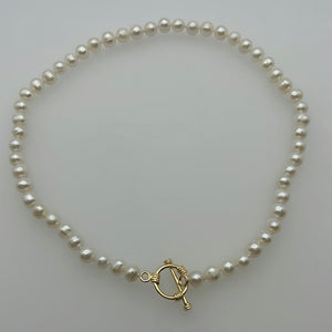 7 MM Pearl Necklace Golden