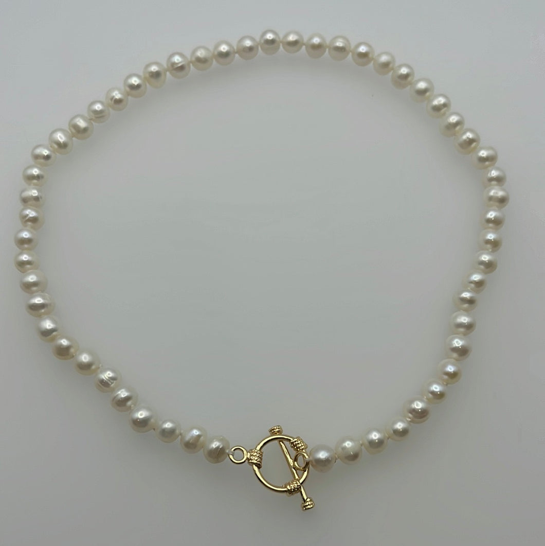 7 MM Pearl Necklace Golden