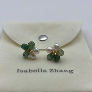 Flower Studs With Green Amethyst