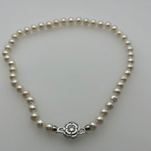 Load image into Gallery viewer, 9-10MM Round Pearl Necklaces With Camellia Clasps
