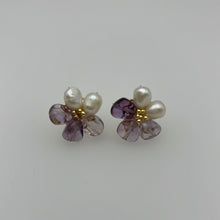 Load image into Gallery viewer, Flower Studs With Purple Amethyst
