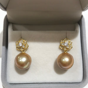 Golden Freshwater Pearls Earrings 04