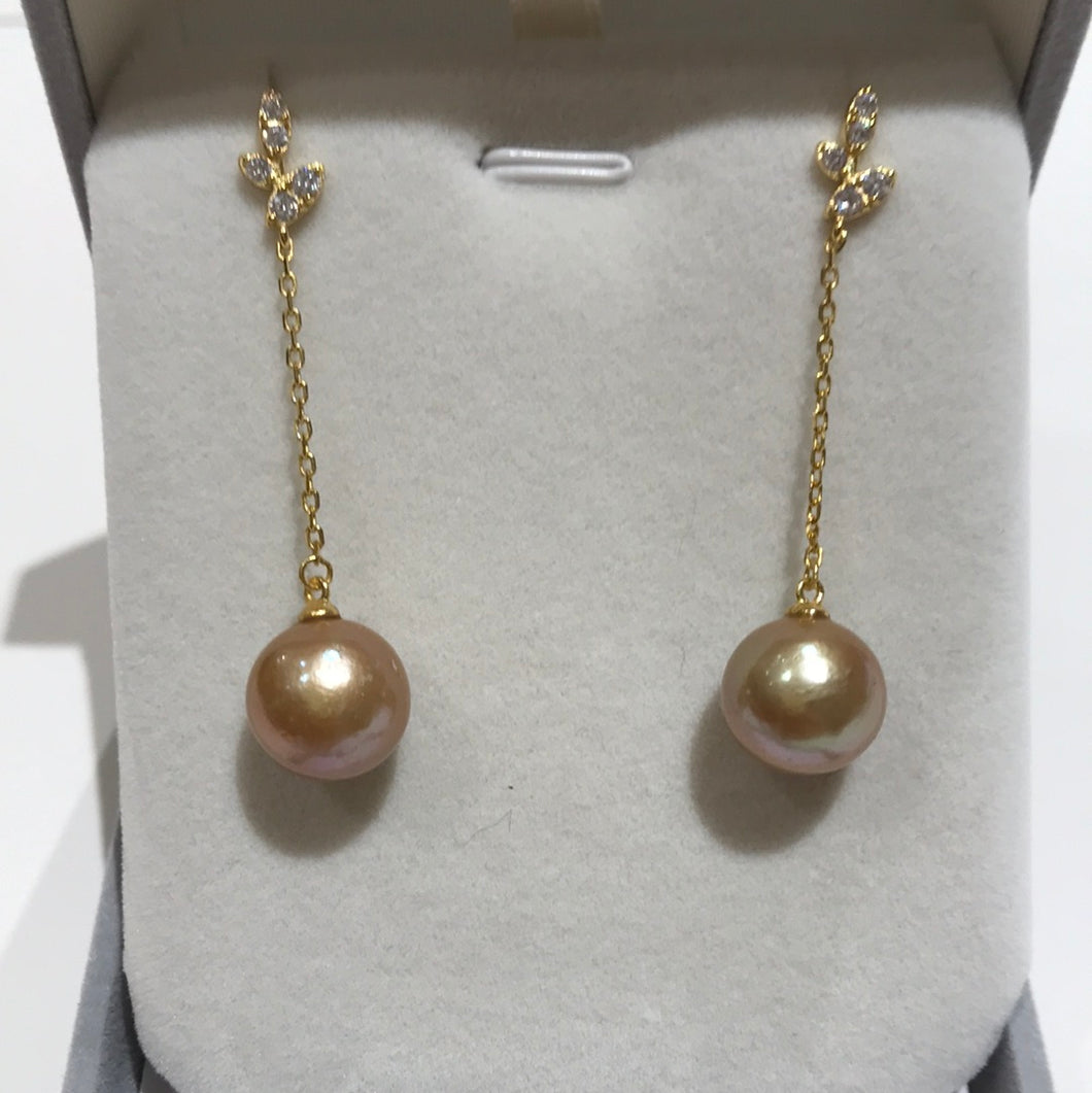 Golden Freshwater Pearls Earrings 07