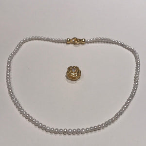 4 MM Baby Pearl Necklaces With Golden Camellia Clasps