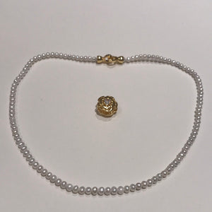 4-5MM Round Pearl Necklaces With Golden Camellia Clasps