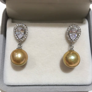 Golden Freshwater Pearls Earrings 06
